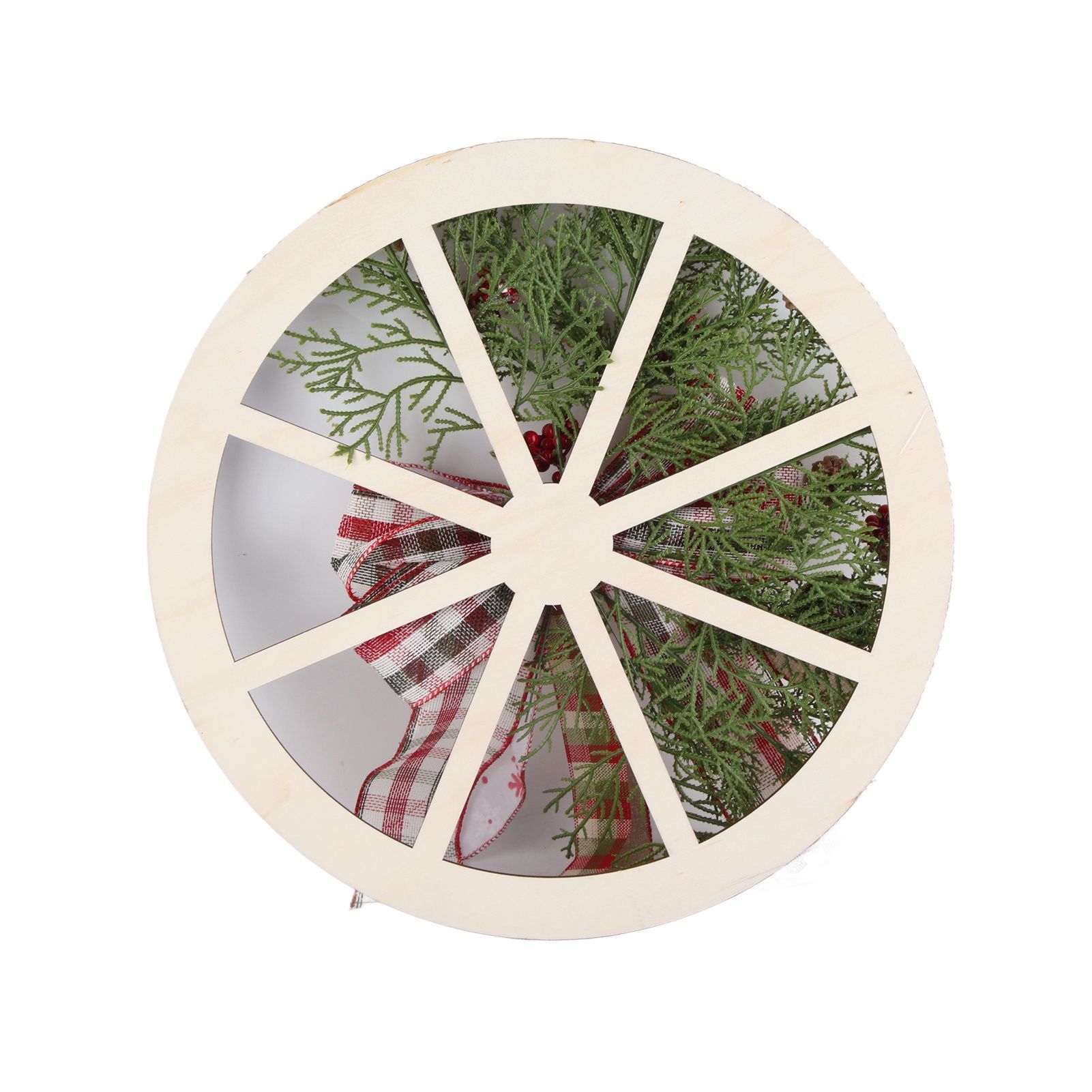 Red Truck Wheel Christmas Bowknot Wreath Fall Wreath for Front Door Wooden view 9