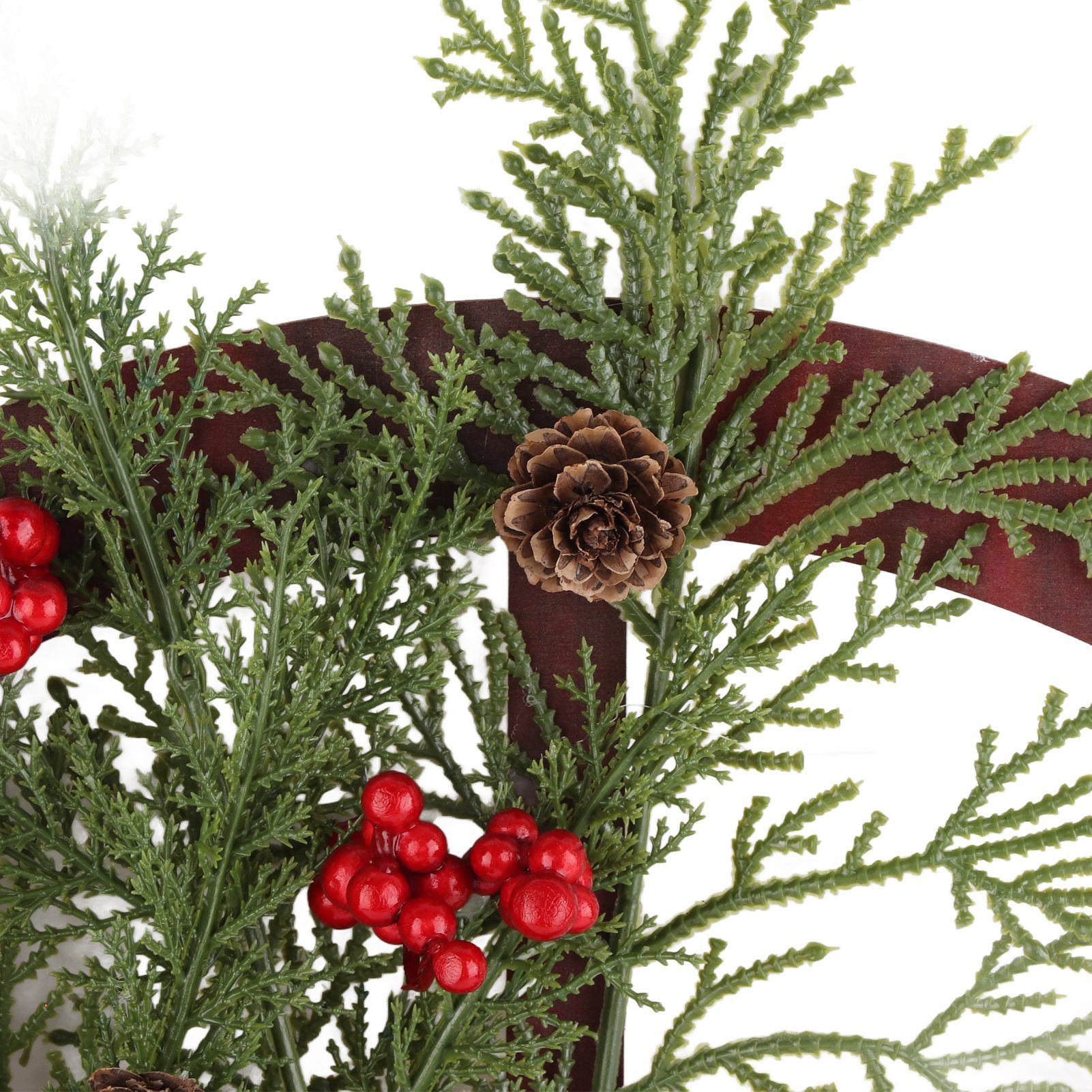 Red Truck Wheel Christmas Bowknot Wreath Fall Wreath for Front Door Wooden view 10