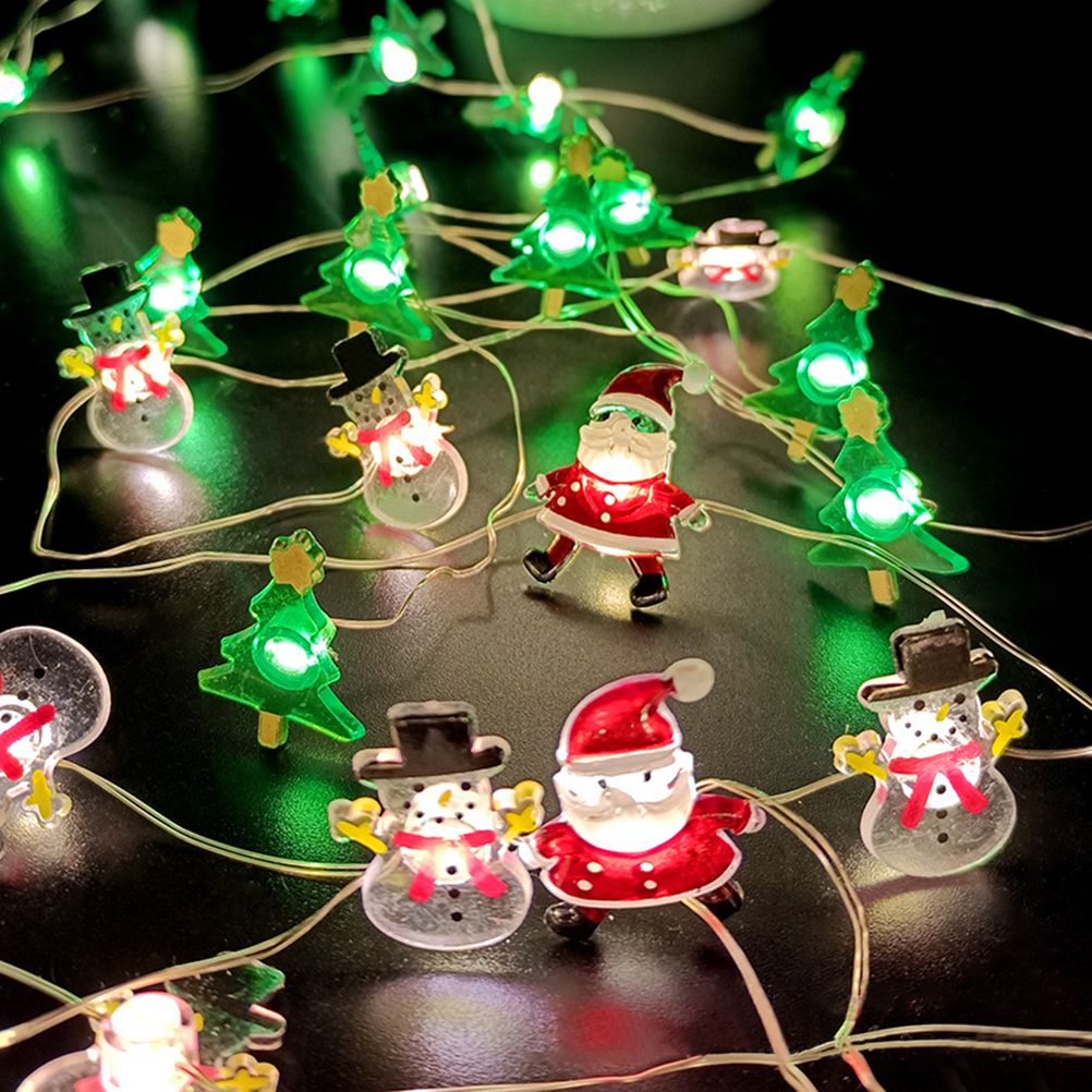 Christmas Decorations Snowman Santa Claus Deer Head Light String Led Copper view 3