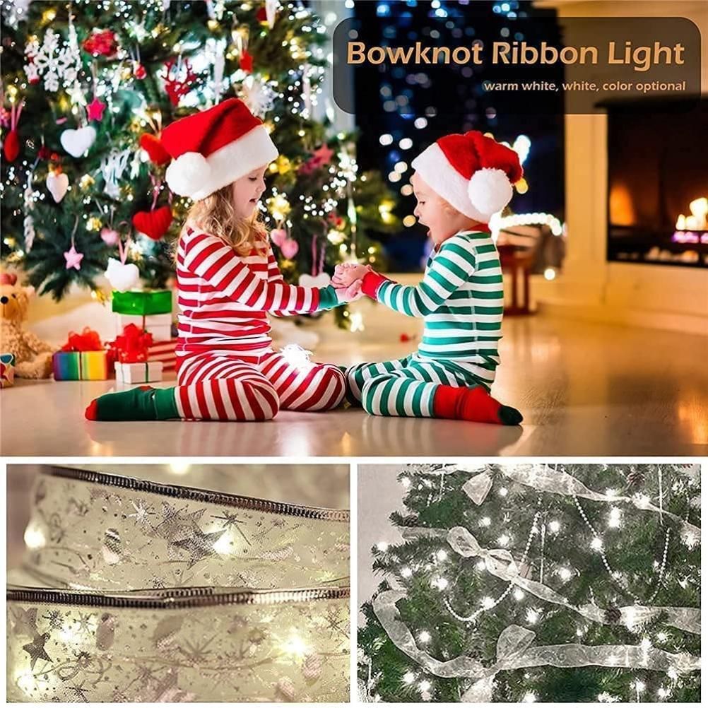 Christmas Ribbon Lights 4Meter 40 LED Lights Copper Wire Ribbon Bows String view 7