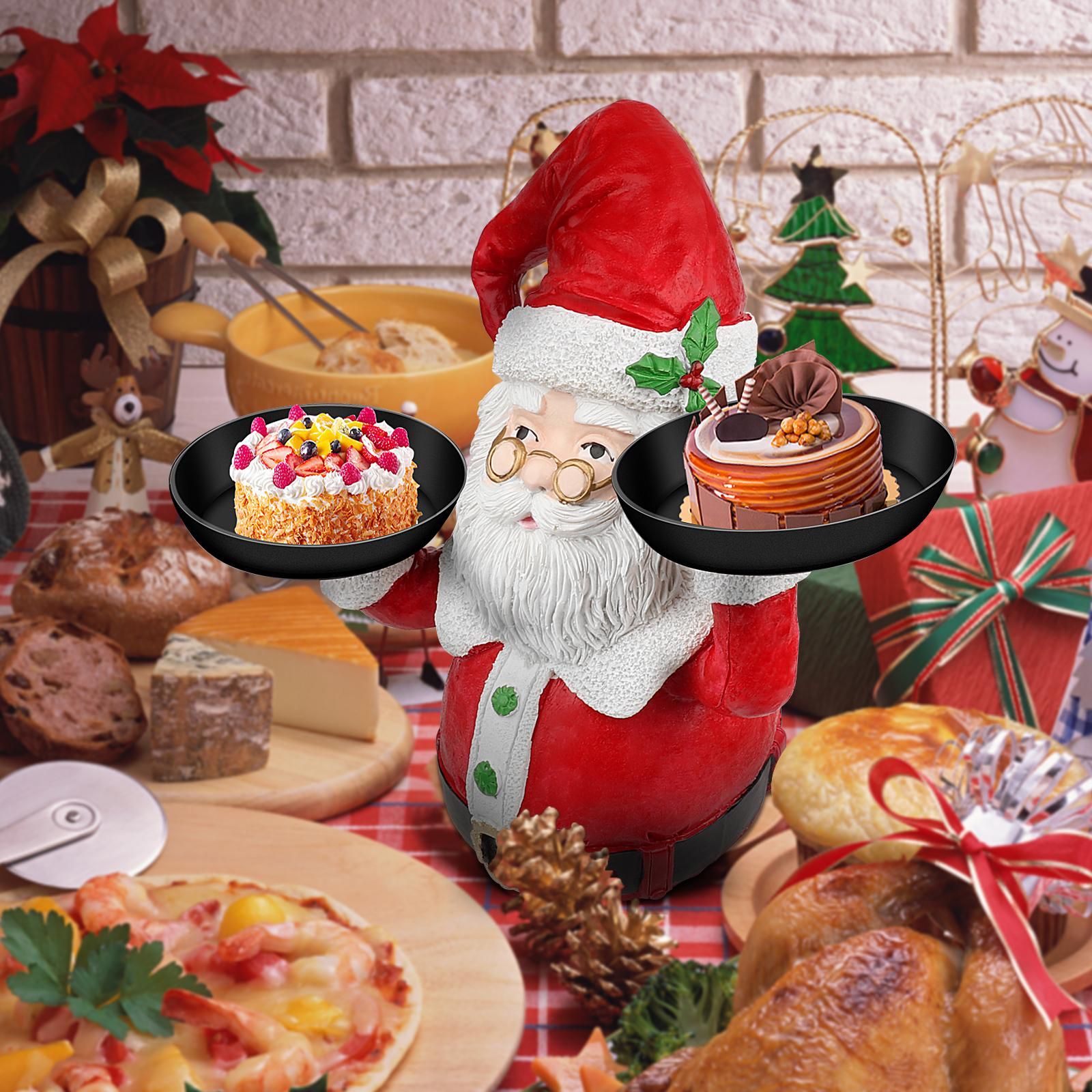 Christmas Snowman Treats Holder Santa Holding Tray Fruit Bowl Rack Resin Home view 6