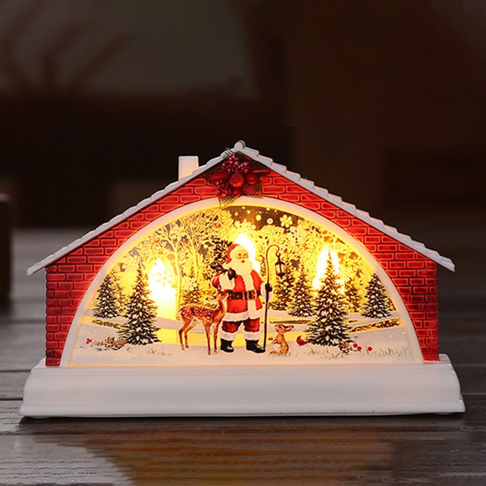 Christmas House Manger Snow House Decoration Night Light Home Furnishing Props view 2