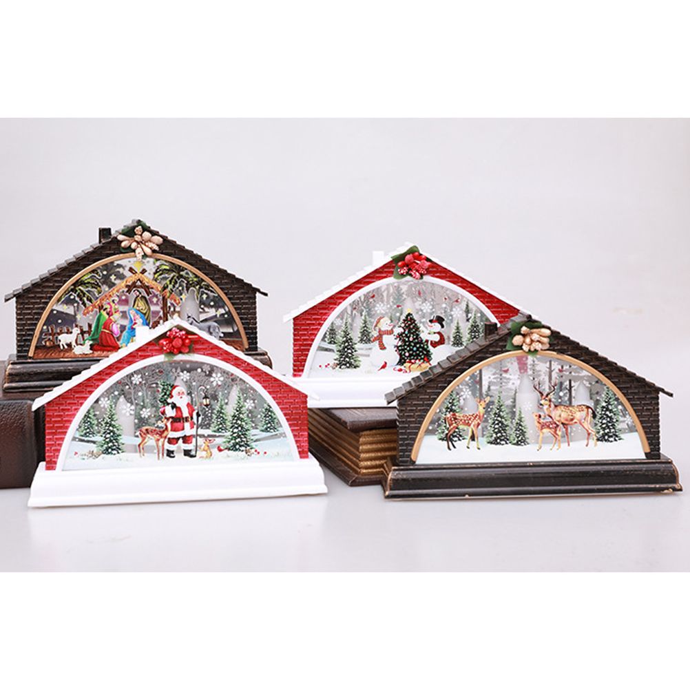 Christmas House Manger Snow House Decoration Night Light Home Furnishing Props view 3