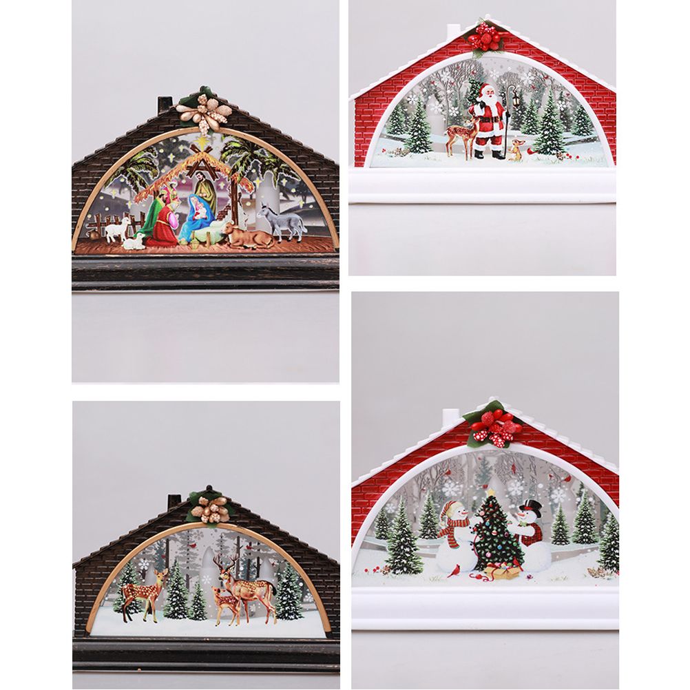Christmas House Manger Snow House Decoration Night Light Home Furnishing Props view 5