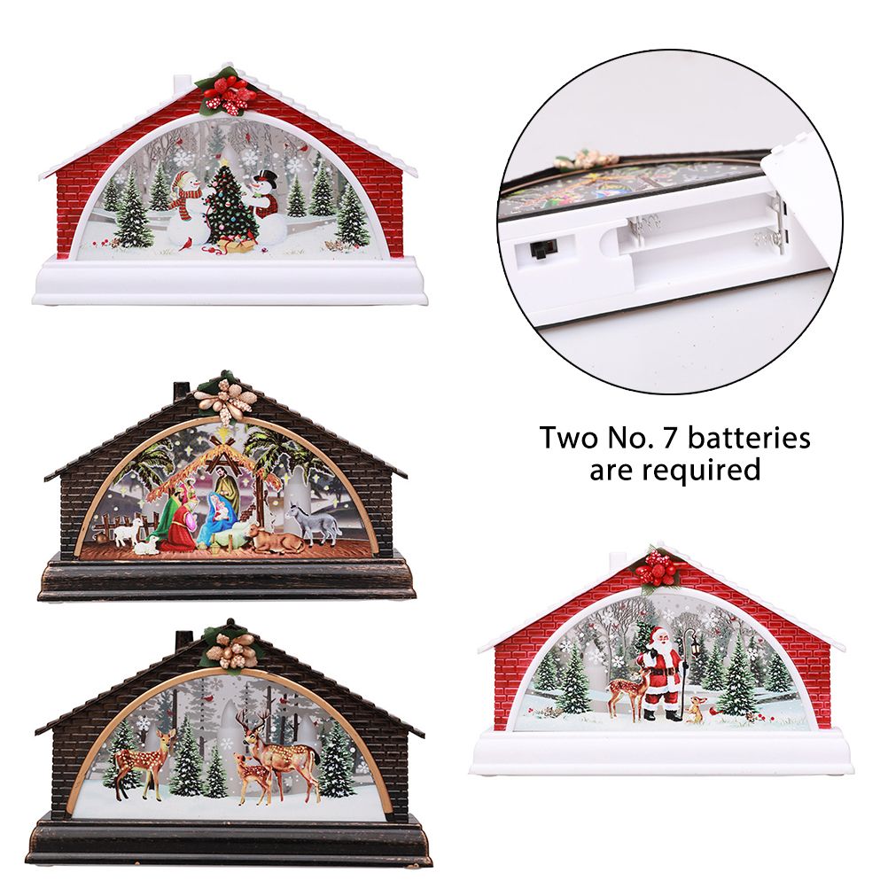 Christmas House Manger Snow House Decoration Night Light Home Furnishing Props view 6