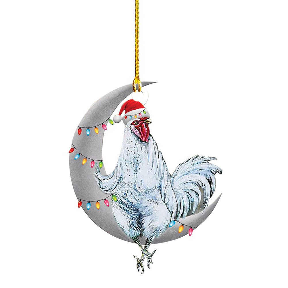 Christmas Pendant Chicken with Hat Scarf Christmas Tree Hanging Ornament — image 1