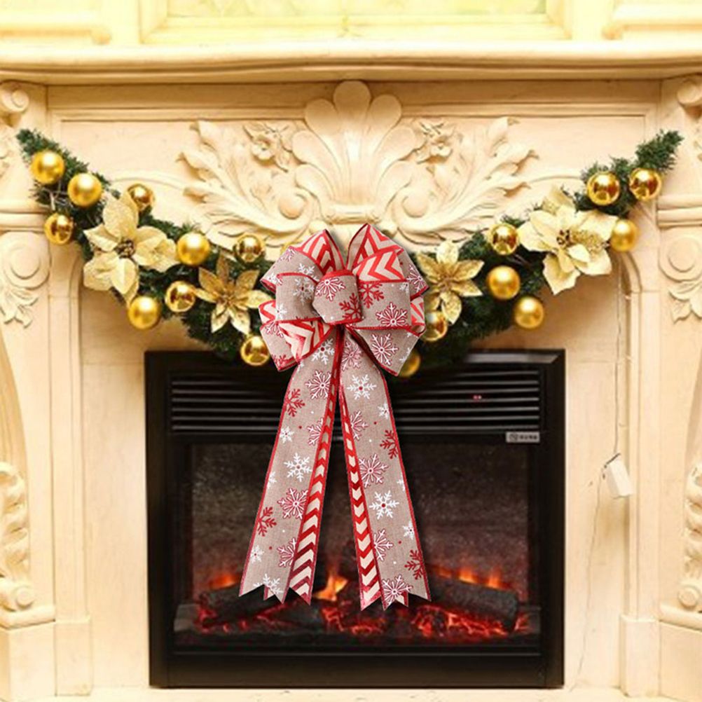 Christmas Double Layer Linen Bow Christmas Bowknot for Xmas Tree Decorations view 5