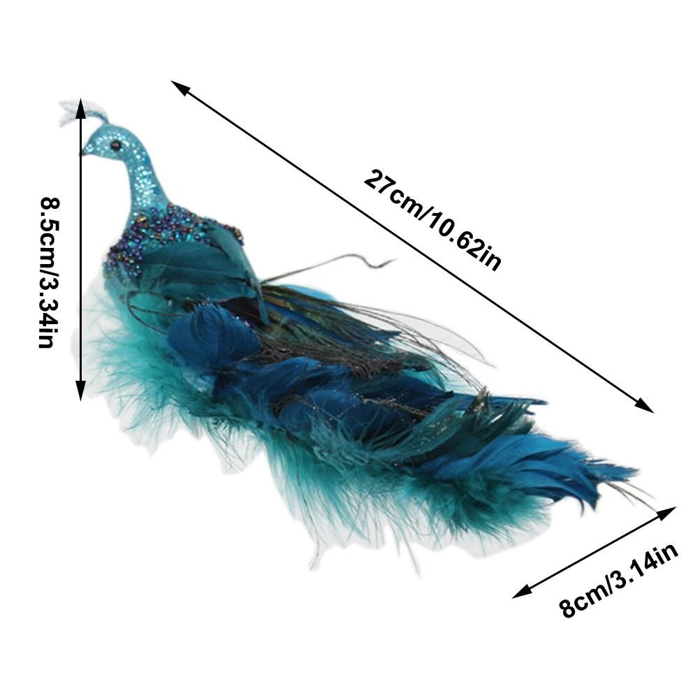 Christmas Tree Decorations 3D Simulation Peacock Decoration Artificial Feather view 3