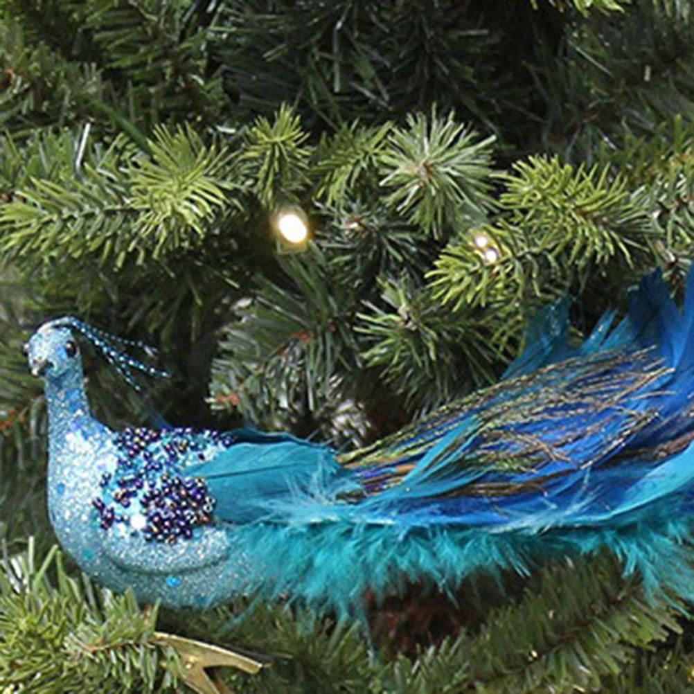 Christmas Tree Decorations 3D Simulation Peacock Decoration Artificial Feather view 8