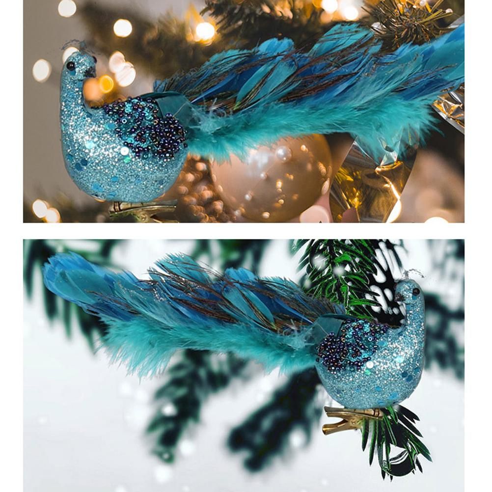 Christmas Tree Decorations 3D Simulation Peacock Decoration Artificial Feather view 9