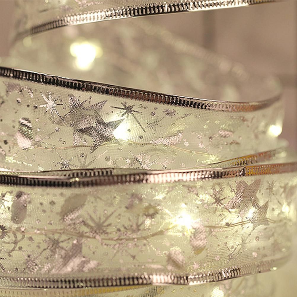 50 LED 5M Christmas Ribbon Bows With LED Fairy Lights Strings Christmas Tree view 7