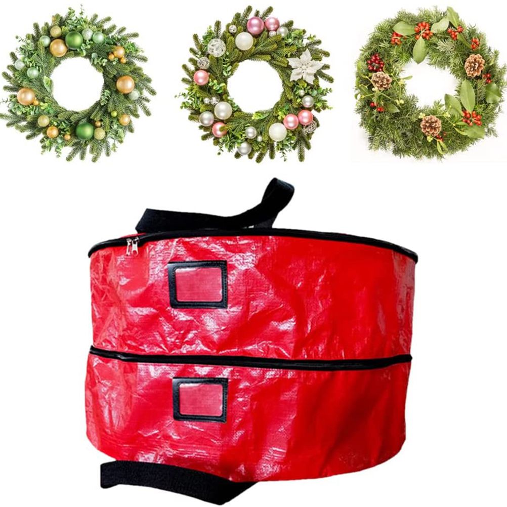 Double Layer Christmas Wreath Storage Bag Large Capacity Wreath Storage