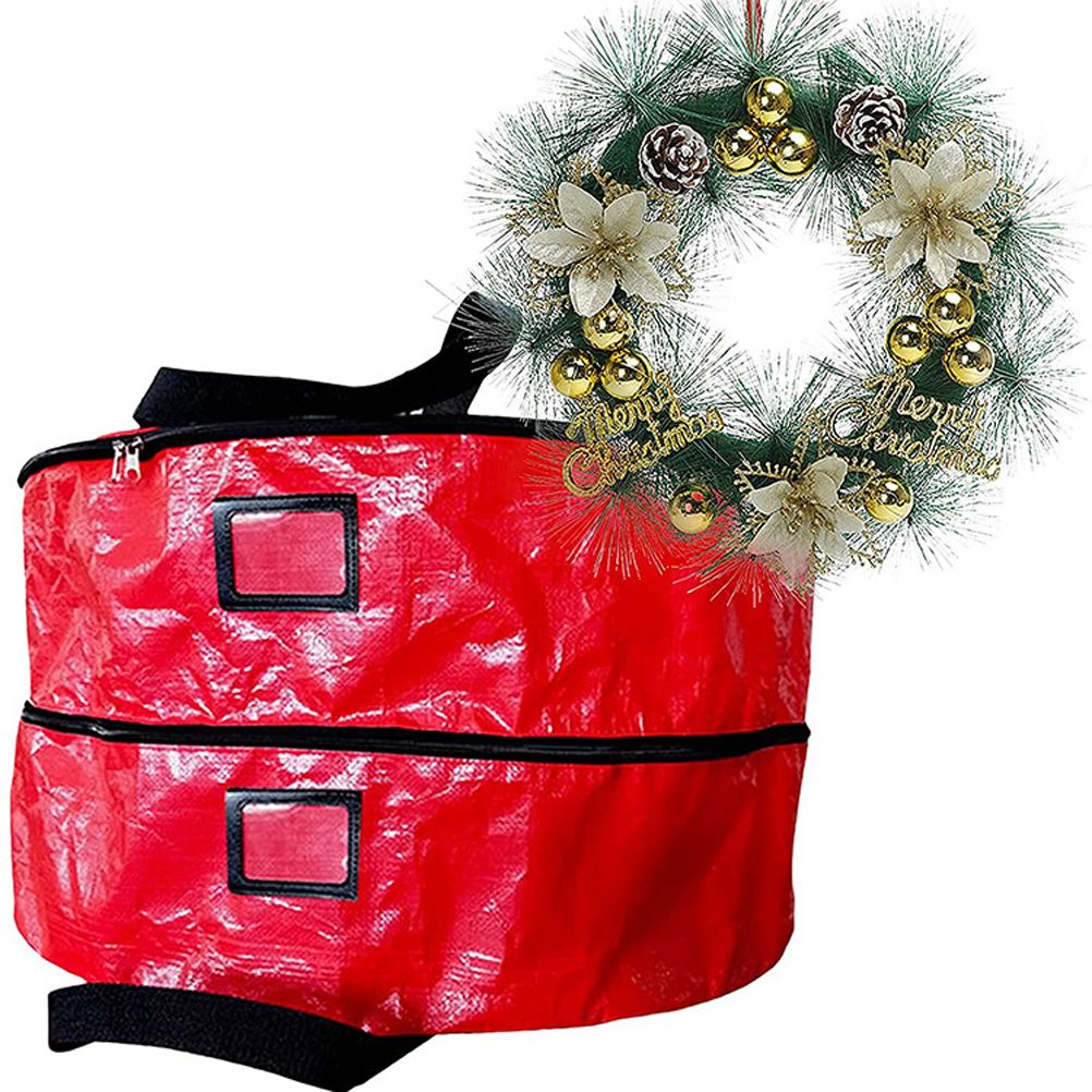 Double Layer Christmas Wreath Storage Bag Large Capacity Wreath Storage view 4
