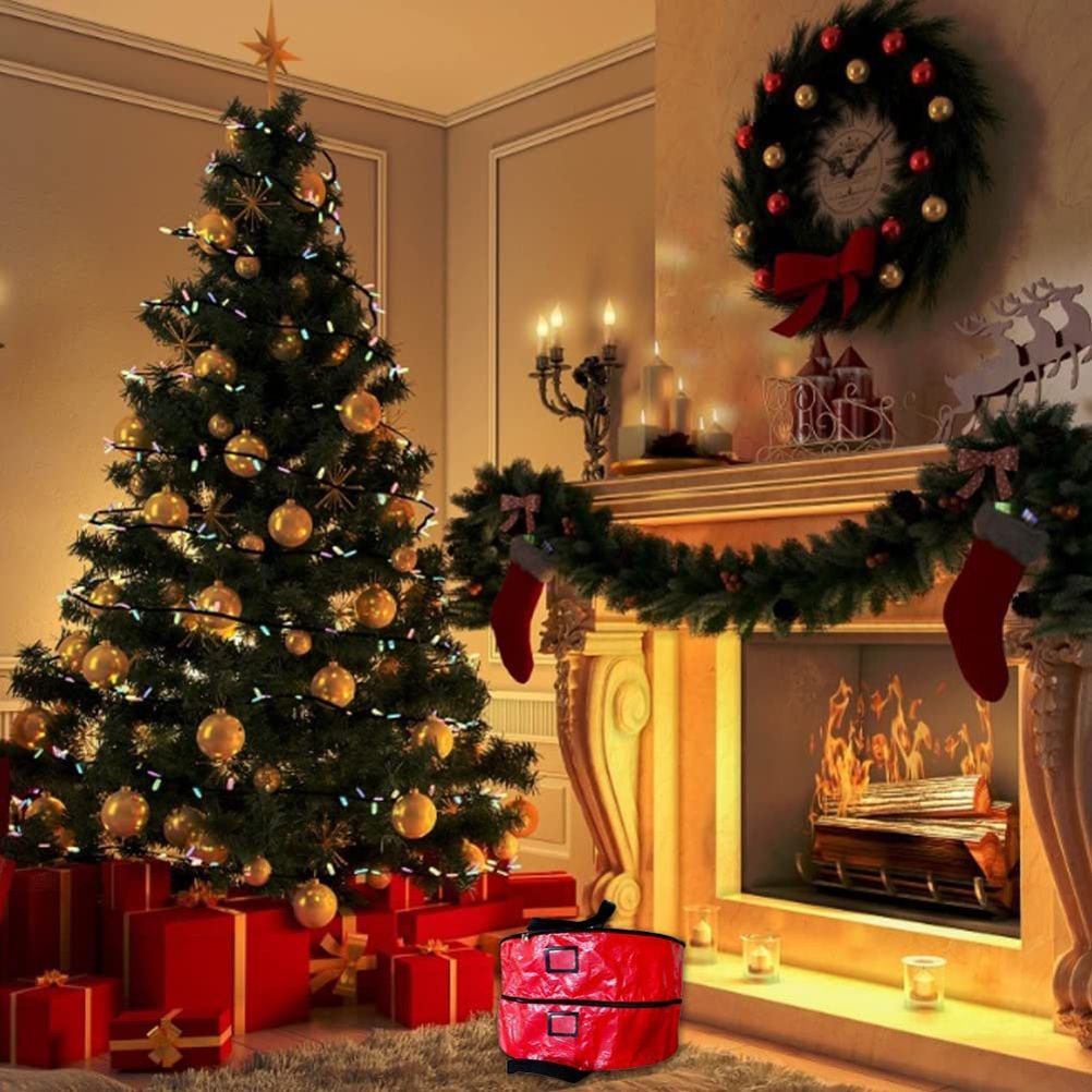 Double Layer Christmas Wreath Storage Bag Large Capacity Wreath Storage view 8