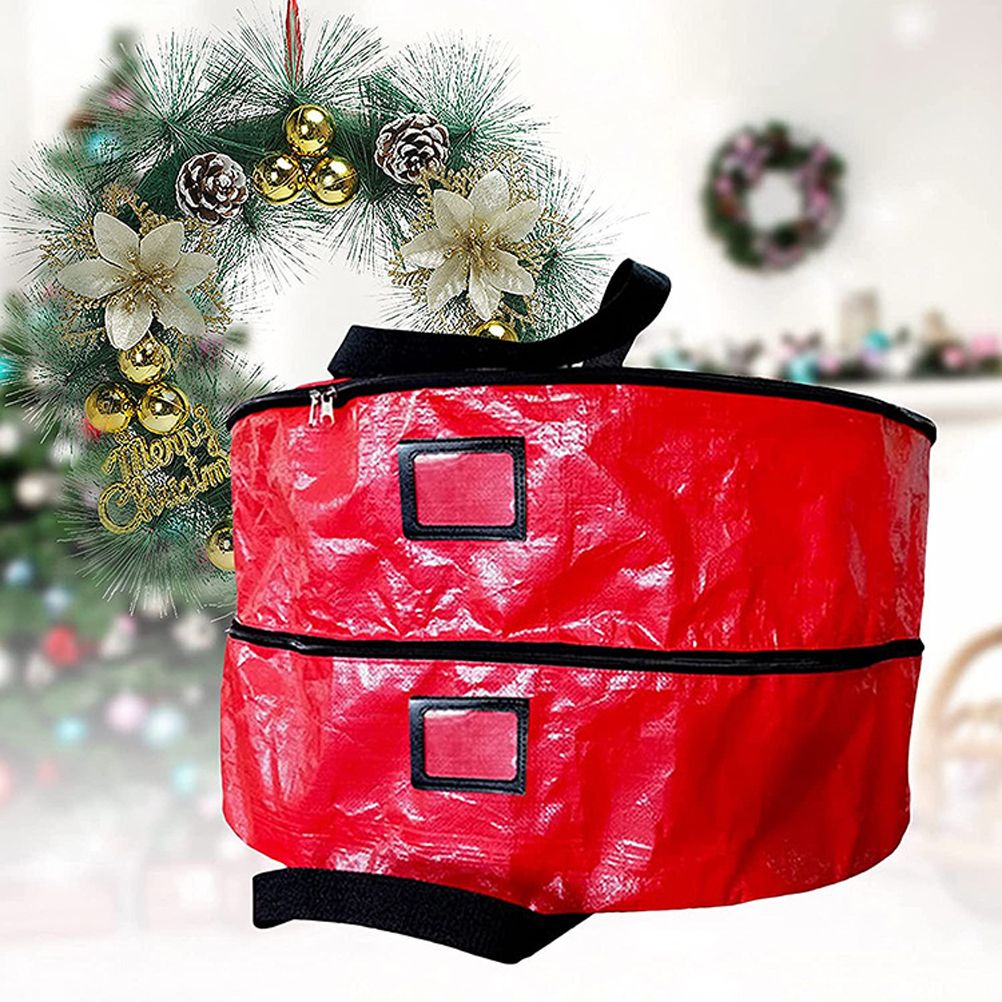 Double Layer Christmas Wreath Storage Bag Large Capacity Wreath Storage view 9