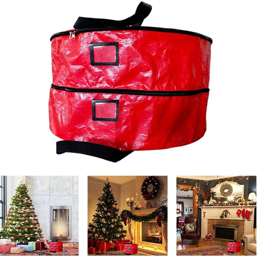 Double Layer Christmas Wreath Storage Bag Large Capacity Wreath Storage view 11