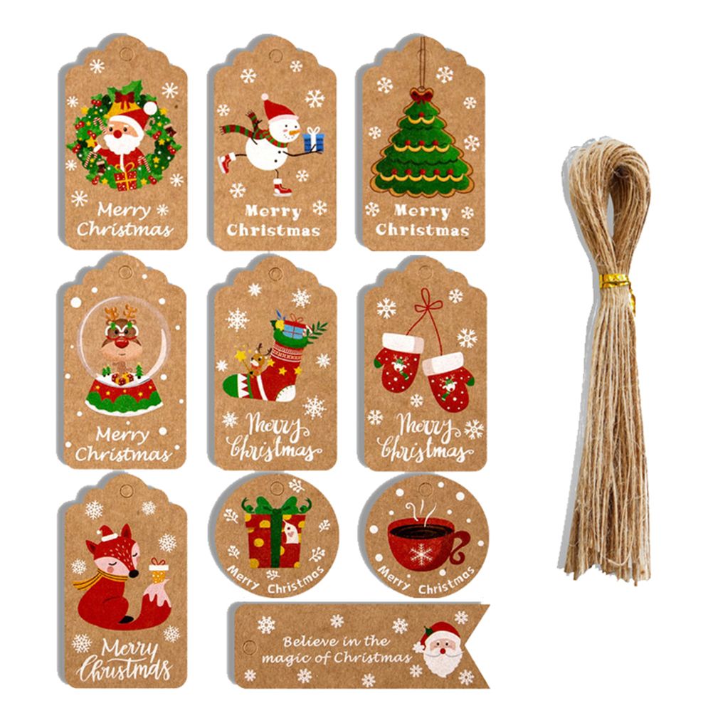 50pcs Christmas Kraft Paper Tags DIY Thank You Multi Style Crafts Hanging Tag — image 1