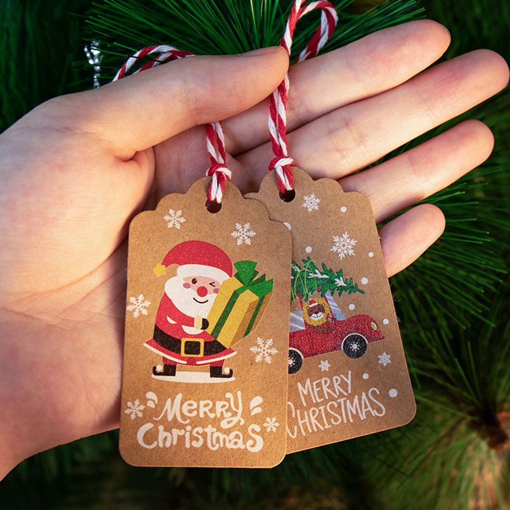 50pcs Christmas Kraft Paper Tags DIY Thank You Multi Style Crafts Hanging Tag view 3
