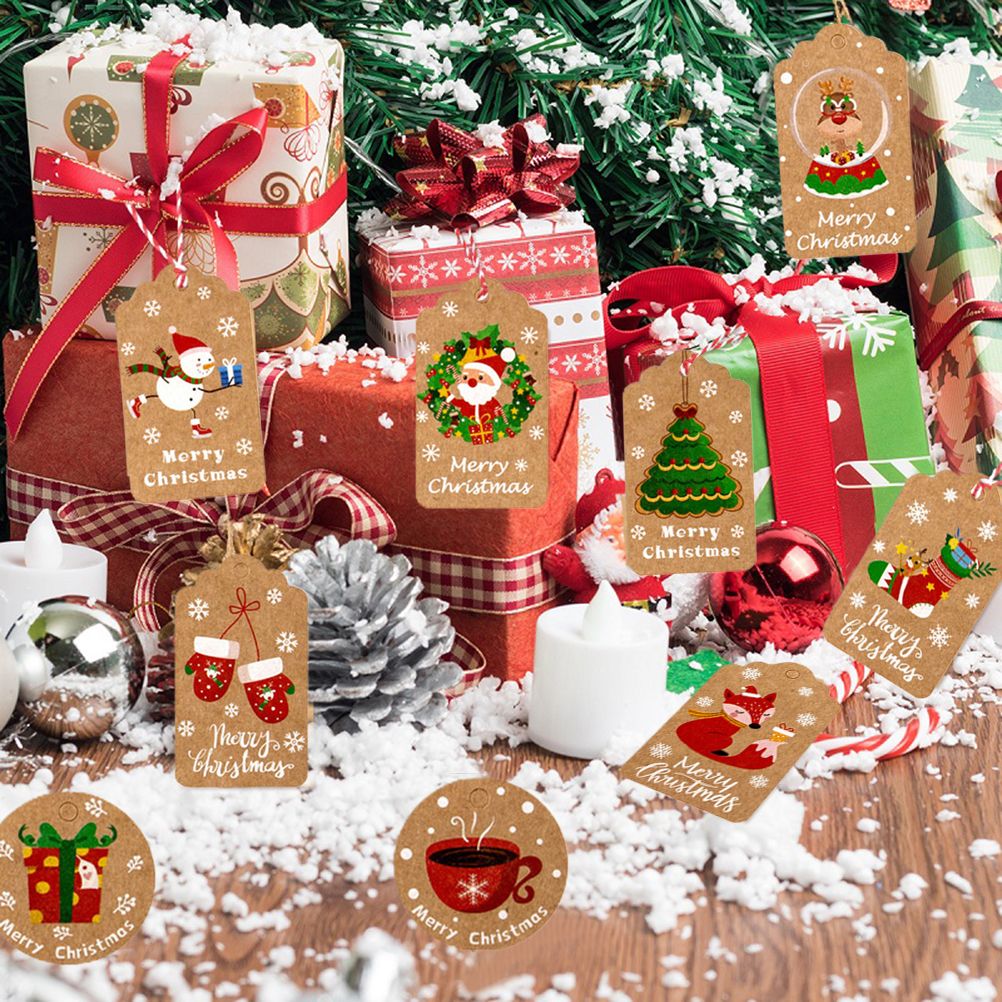 50pcs Christmas Kraft Paper Tags DIY Thank You Multi Style Crafts Hanging Tag view 4
