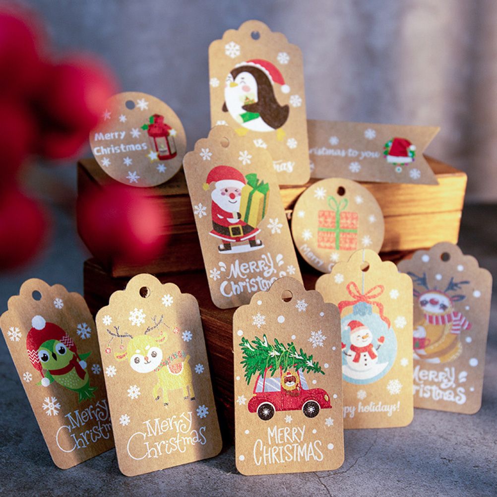 50pcs Christmas Kraft Paper Tags DIY Thank You Multi Style Crafts Hanging Tag view 6