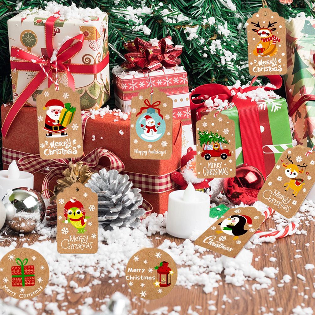 50pcs Christmas Kraft Paper Tags DIY Thank You Multi Style Crafts Hanging Tag view 4