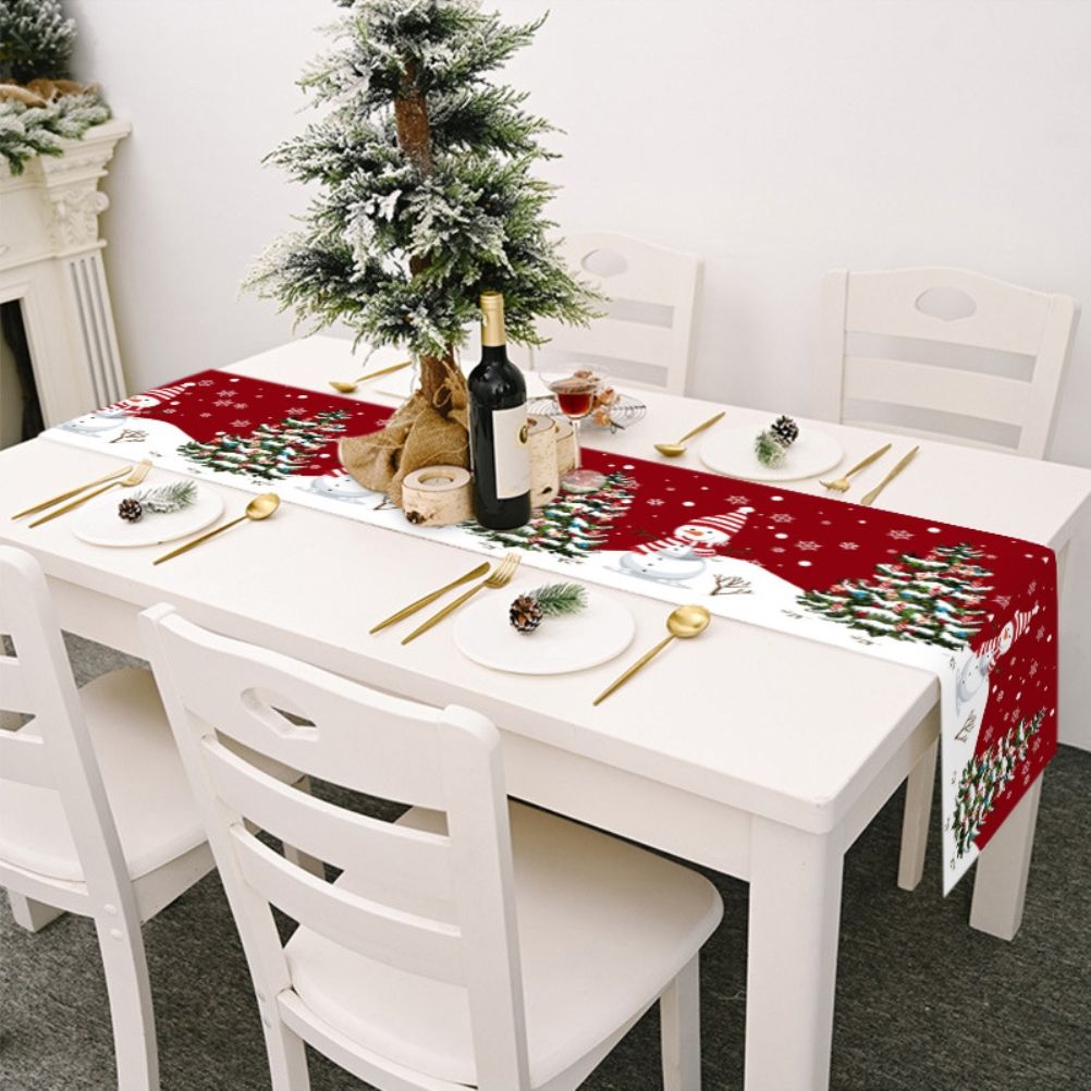 Christmas Gnome Table Runner Dwarf Striped Cotton and Linen Tablecloth view 6