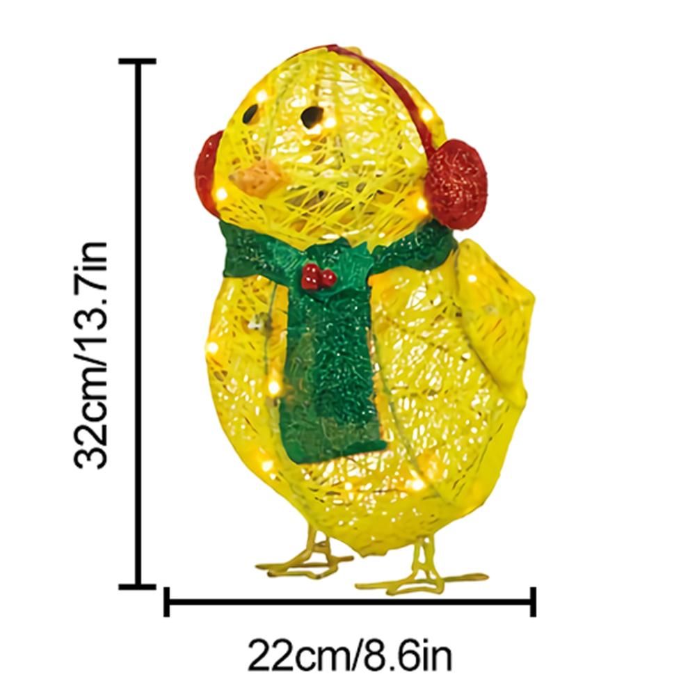 Chick with Scarf Decor Lights Yellow Chick Flat Garden Sculpture Chick view 2