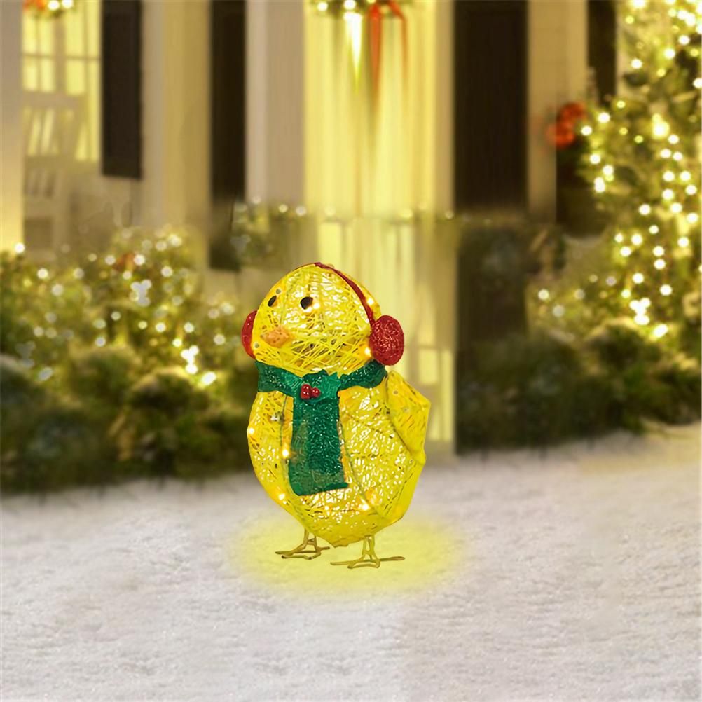 Chick with Scarf Decor Lights Yellow Chick Flat Garden Sculpture Chick view 3