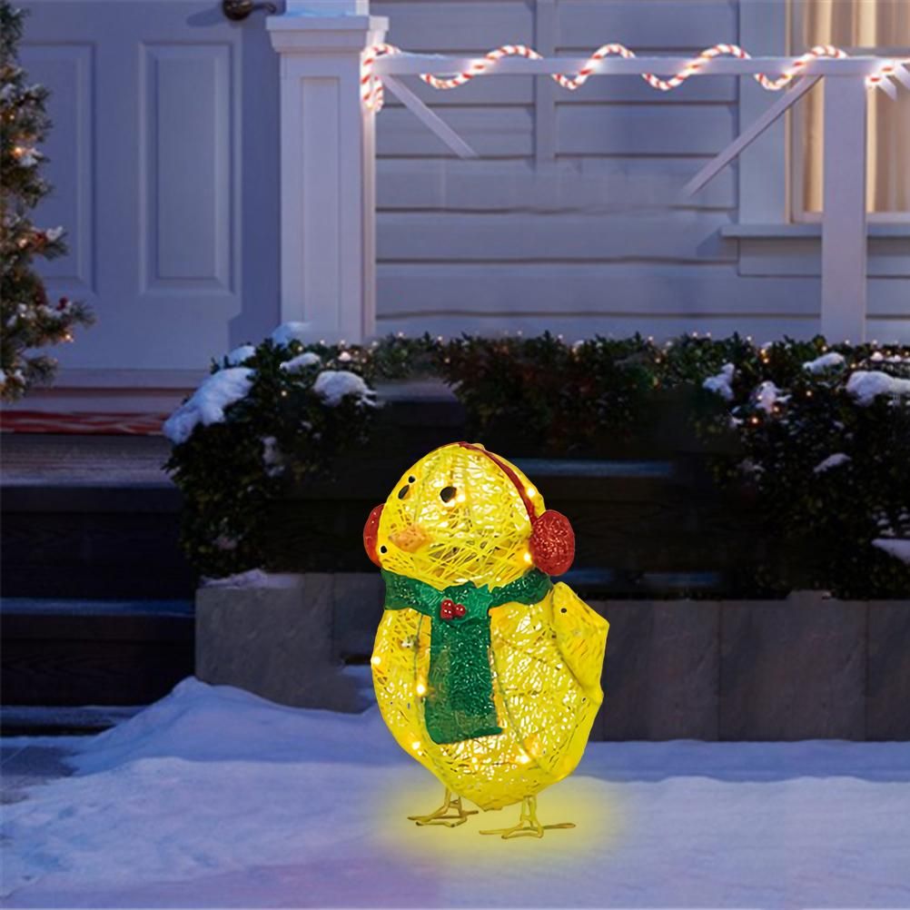 Chick with Scarf Decor Lights Yellow Chick Flat Garden Sculpture Chick view 4