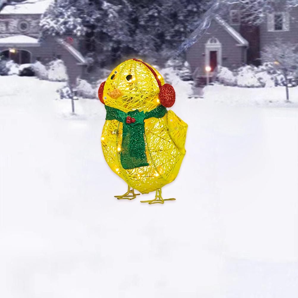 Chick with Scarf Decor Lights Yellow Chick Flat Garden Sculpture Chick view 5