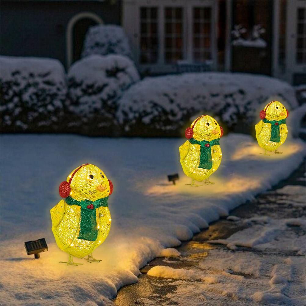 Chick with Scarf Decor Lights Yellow Chick Flat Garden Sculpture Chick view 8