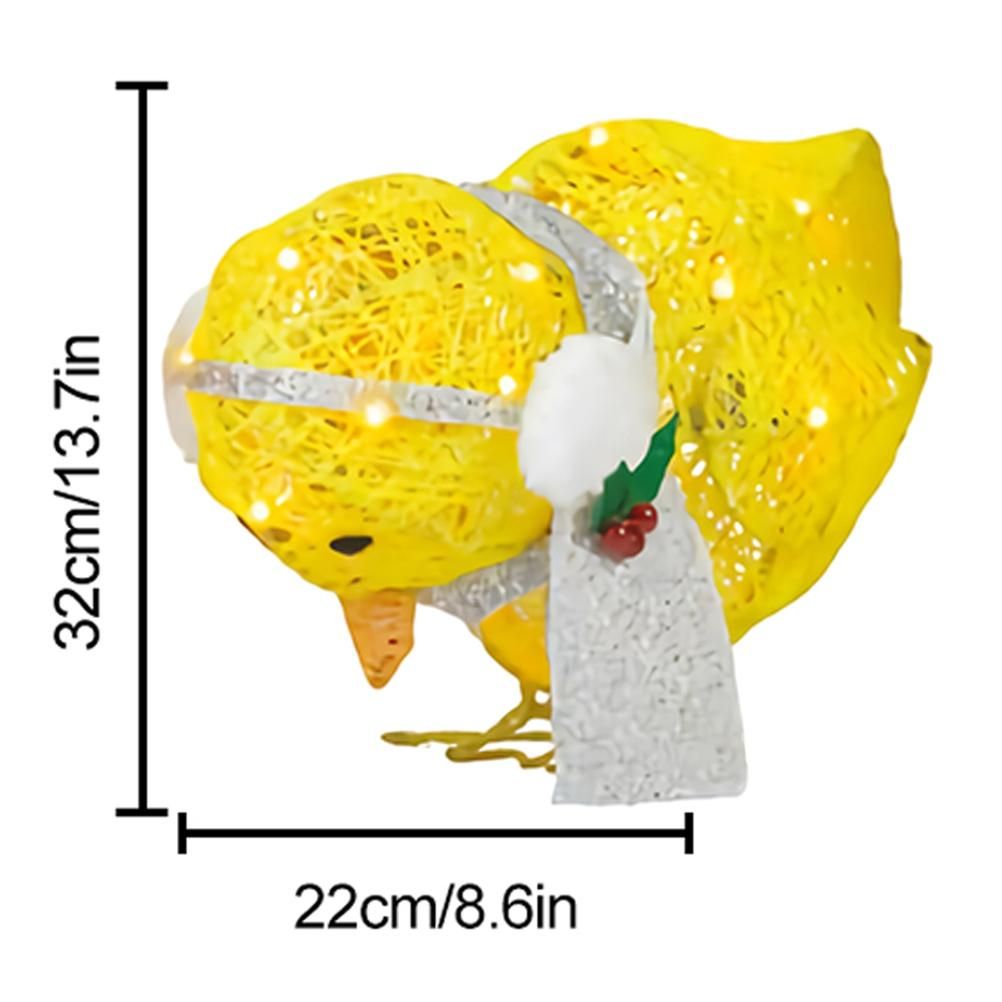 Chick with Scarf Decor Lights Yellow Chick Flat Garden Sculpture Chick view 2