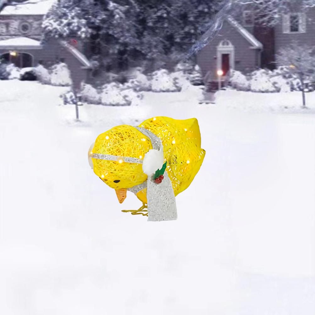 Chick with Scarf Decor Lights Yellow Chick Flat Garden Sculpture Chick view 3