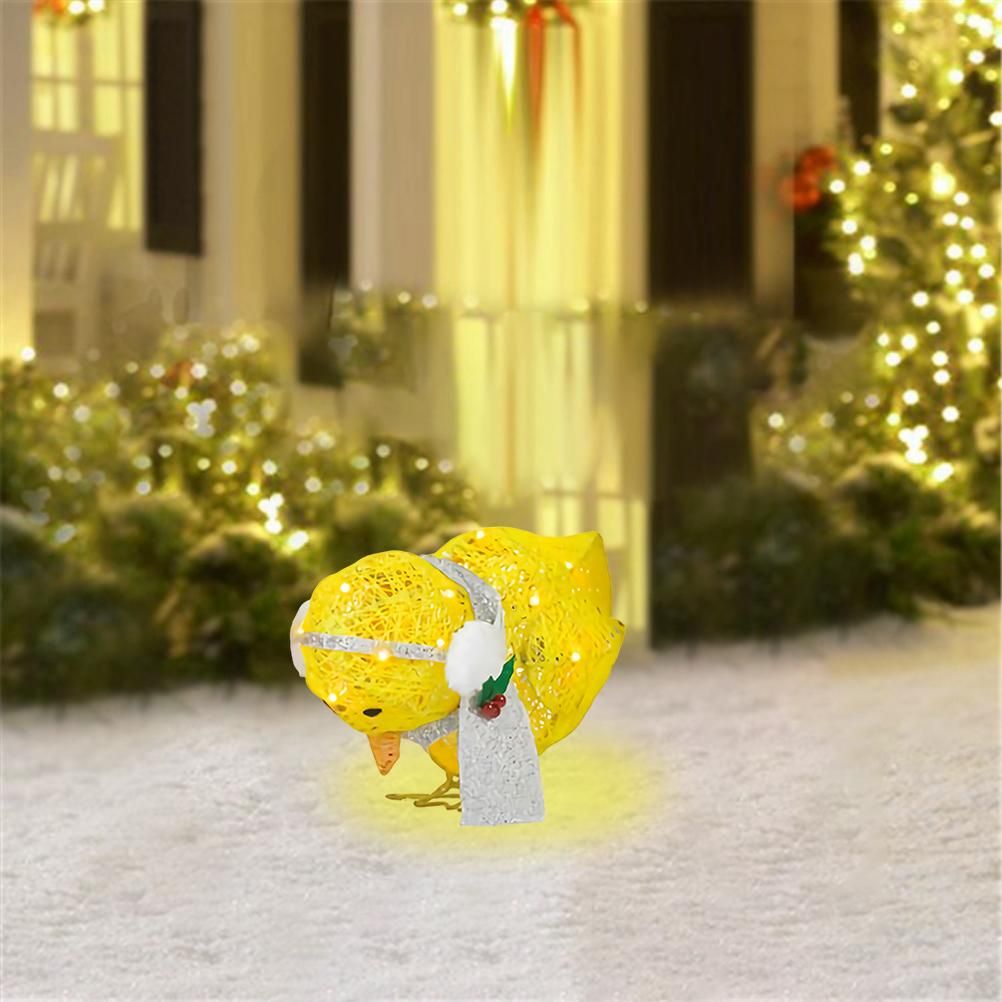 Chick with Scarf Decor Lights Yellow Chick Flat Garden Sculpture Chick view 4