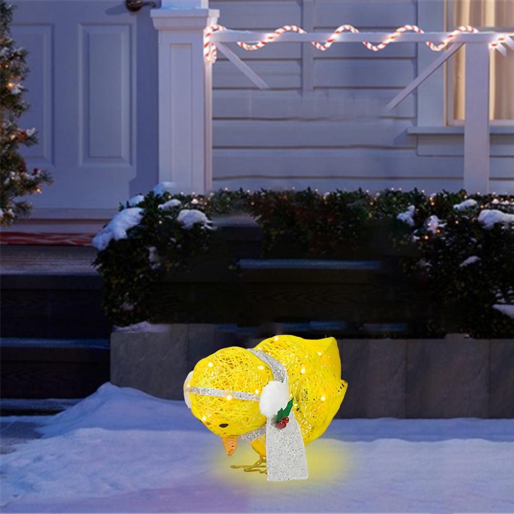 Chick with Scarf Decor Lights Yellow Chick Flat Garden Sculpture Chick view 5