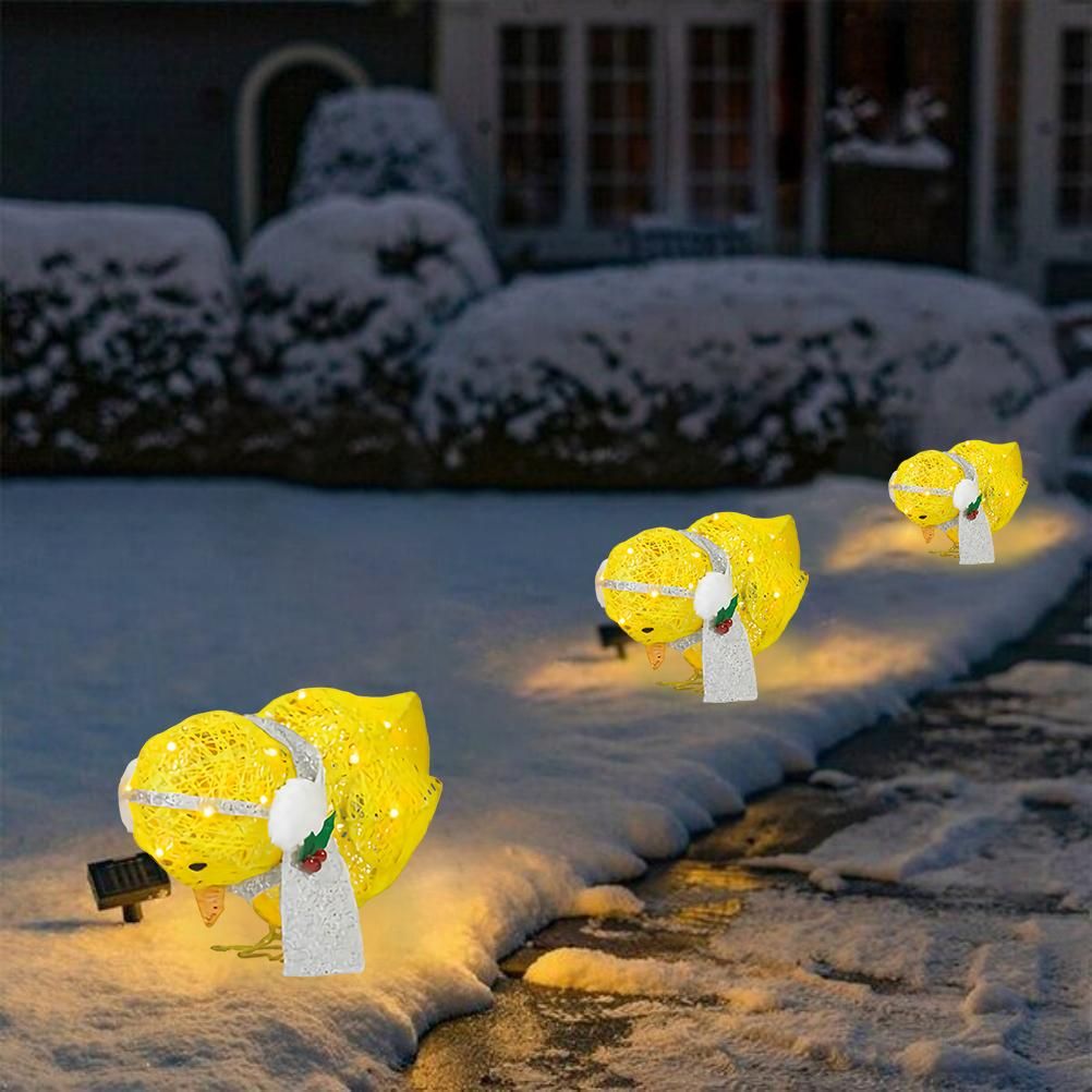 Chick with Scarf Decor Lights Yellow Chick Flat Garden Sculpture Chick view 8