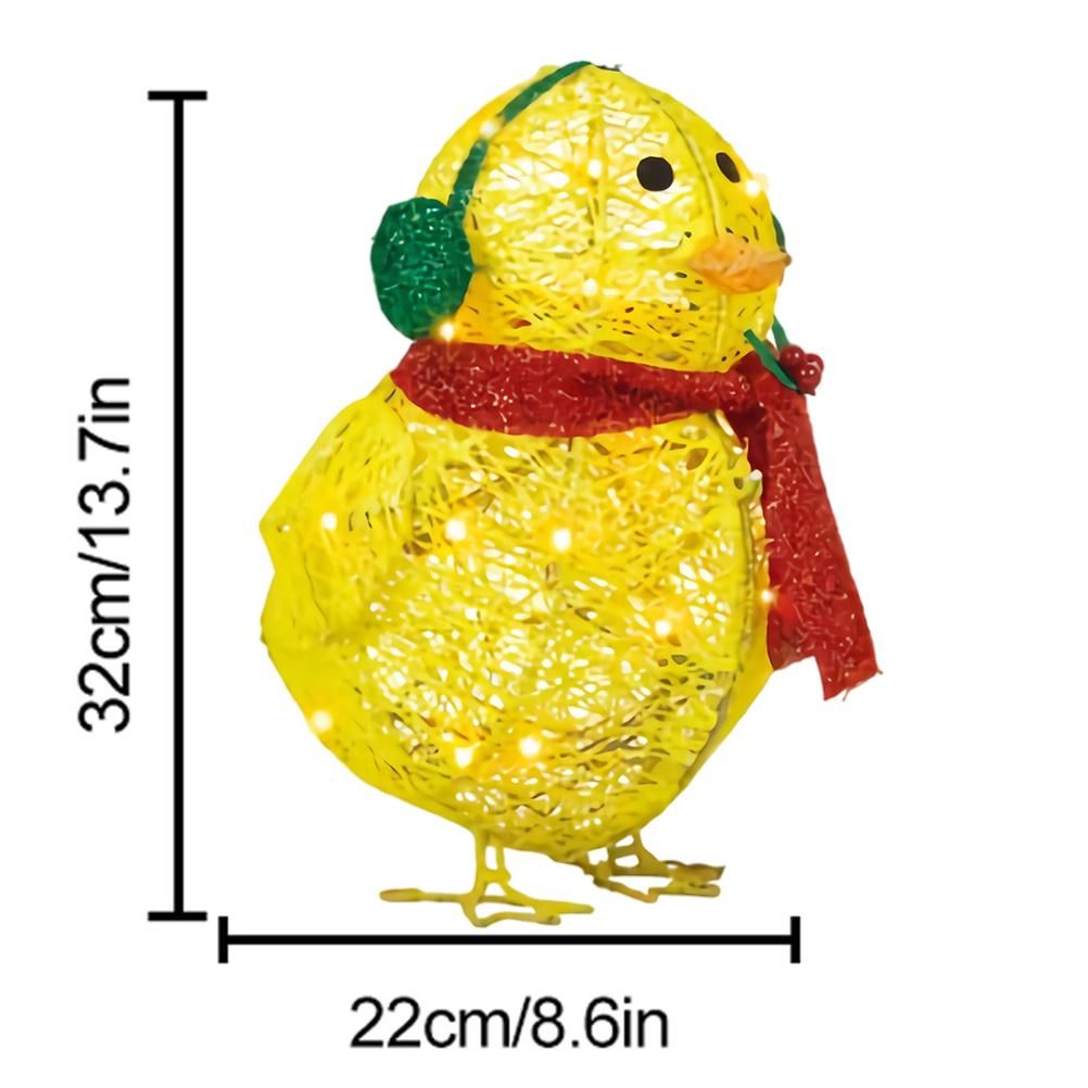 Chick with Scarf Decor Lights Yellow Chick Flat Garden Sculpture Chick view 2