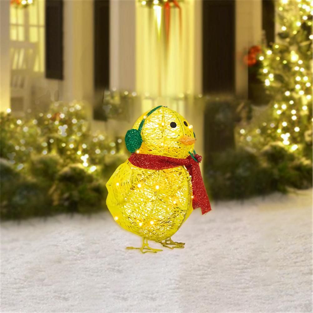 Chick with Scarf Decor Lights Yellow Chick Flat Garden Sculpture Chick view 3