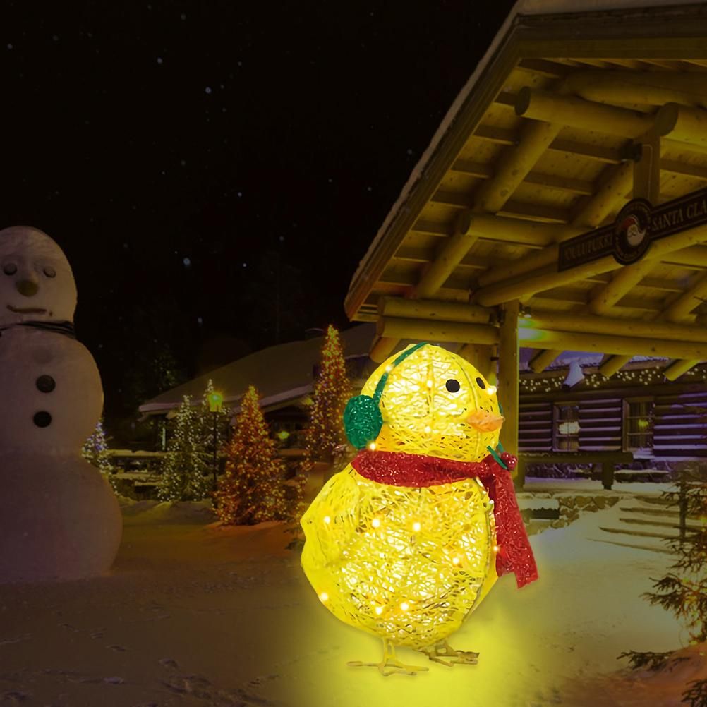 Chick with Scarf Decor Lights Yellow Chick Flat Garden Sculpture Chick view 4