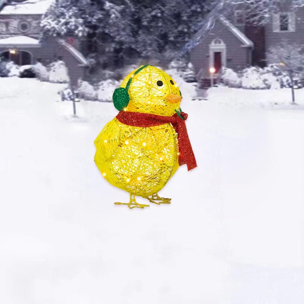 Chick with Scarf Decor Lights Yellow Chick Flat Garden Sculpture Chick view 5