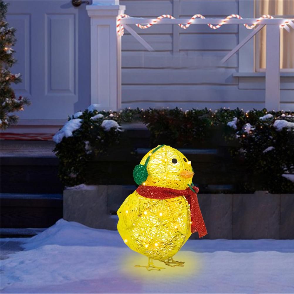 Chick with Scarf Decor Lights Yellow Chick Flat Garden Sculpture Chick view 6