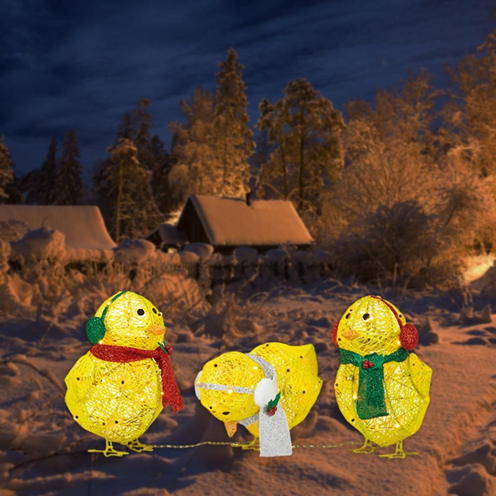 Chick with Scarf Decor Lights Yellow Chick Flat Garden Sculpture Chick view 7