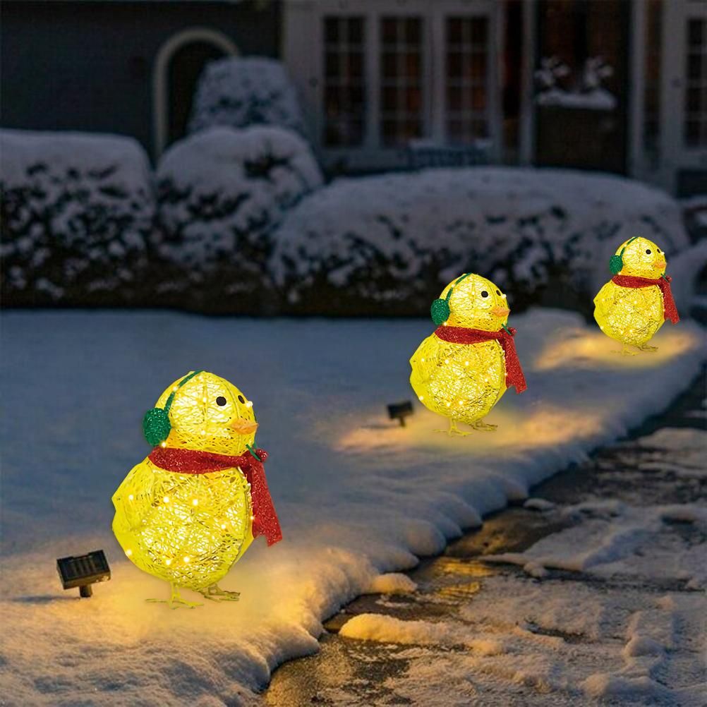 Chick with Scarf Decor Lights Yellow Chick Flat Garden Sculpture Chick view 8