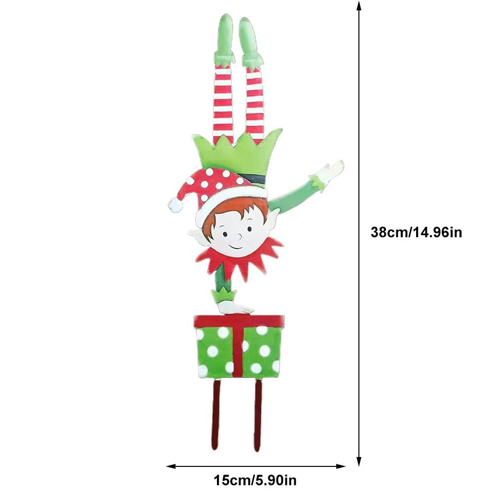 Christmas Elf Garden Stake Christmas Metal Gnome Yard Stake Wrought Iron Elf view 2