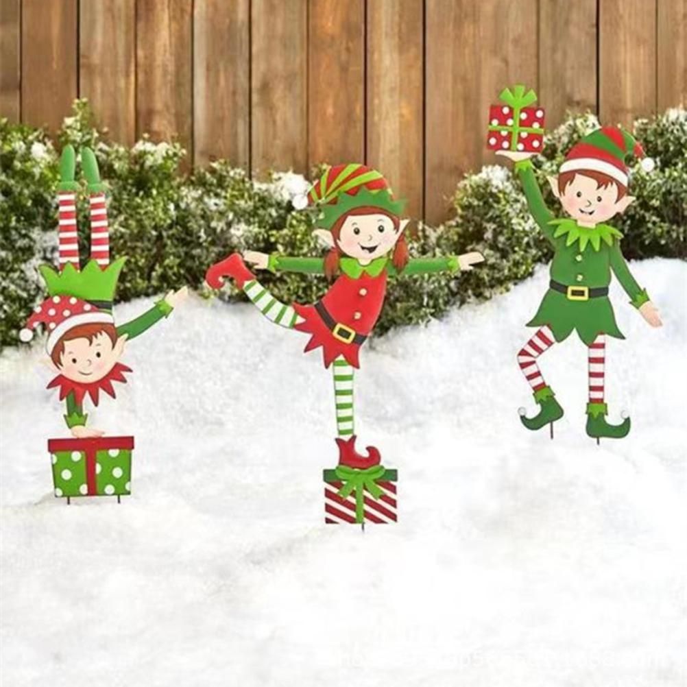 Christmas Elf Garden Stake Christmas Metal Gnome Yard Stake Wrought Iron Elf view 6