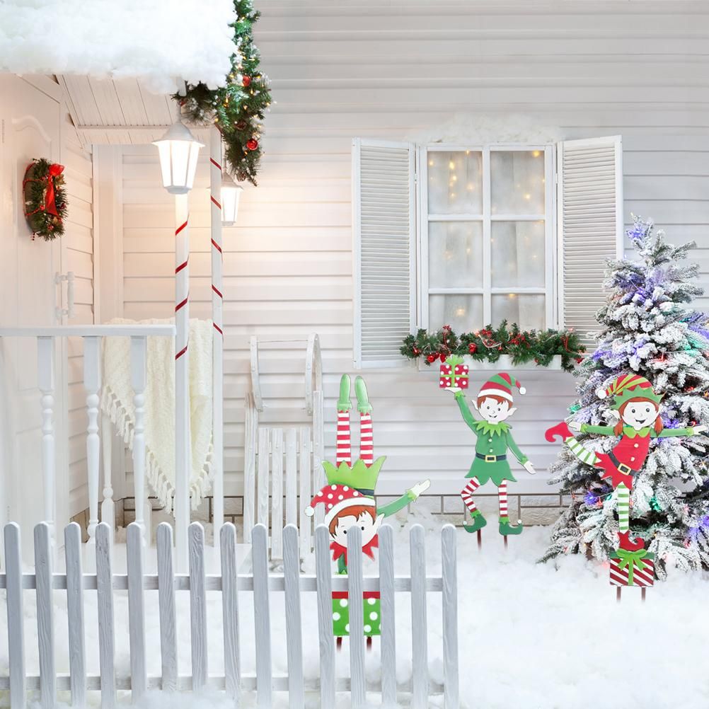 Christmas Elf Garden Stake Christmas Metal Gnome Yard Stake Wrought Iron Elf view 8