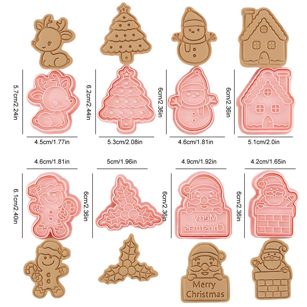 8 Pcs/Set DIY Christmas Biscuit Mould Cartoon Cutter 3D Biscuits Mold Plastic view 2