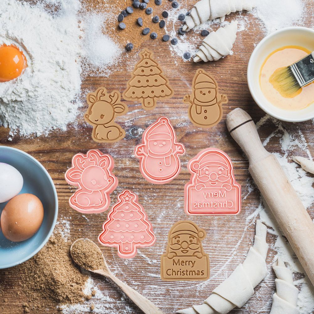 8 Pcs/Set DIY Christmas Biscuit Mould Cartoon Cutter 3D Biscuits Mold Plastic view 5