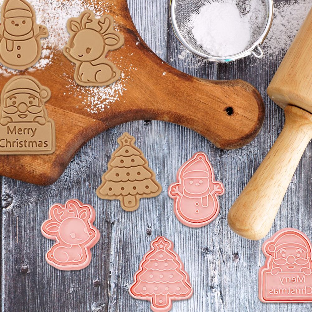 8 Pcs/Set DIY Christmas Biscuit Mould Cartoon Cutter 3D Biscuits Mold Plastic view 6