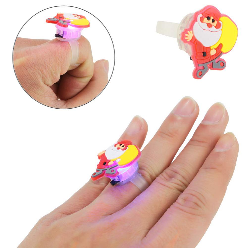 50Pcs Christmas LED Finger Lights Cute Cartoon LED Rings Party Favors for Kids view 2